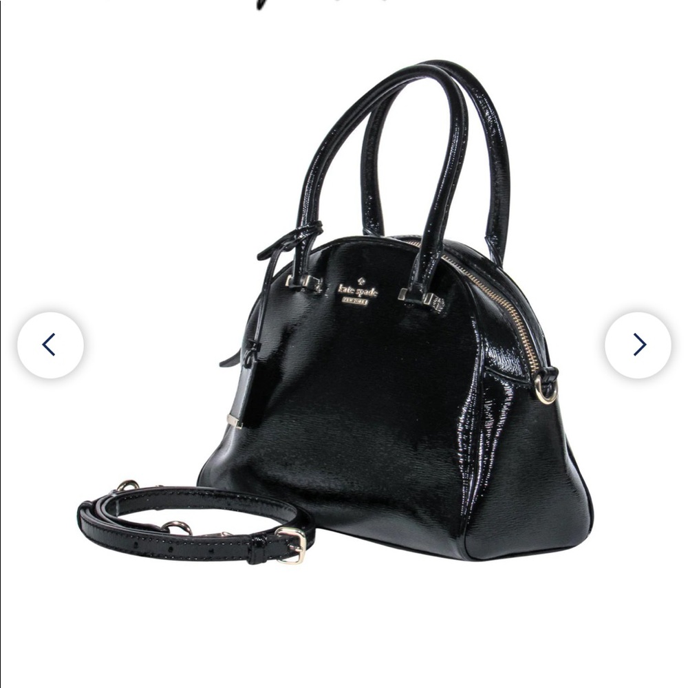 Kate Spade - Black Patent Leather Domed Convertible Crossbody Bag